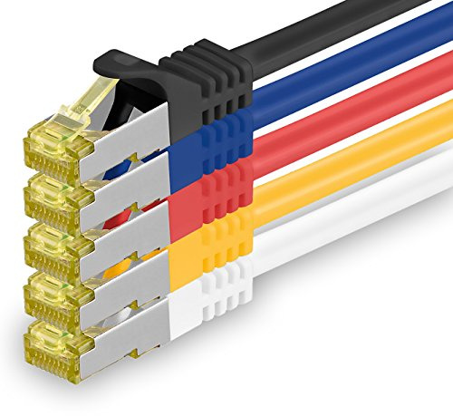 1aTTack.de Câble Réseau Cat7 Cat 7 10 GB/s SFTP - 5x 2m - RJ45 Ethernet LAN DSL Routeur Modem - 5 couleurs 03