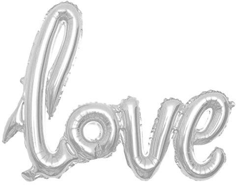 Lukis Love Buchstaben Ballons für Hochzeit Dekoration Folienballon Luftballon 108x65.5cm Silber