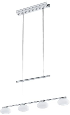 EGLO LED Hängelampe Aleandro 1, 4-flammige Pendelleuchte Esstisch | Hängeleuchte aus Metall in Chrom und Glas in weiß, Esszimmerlampe hängend, Küchenlampe warmweiß
