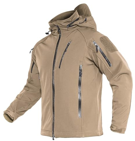 TACVASEN Vestes Militaires Hiver pour Hommes Veste de Travail Imperméable Veste Parka Chaude Manteau Tactique avec Poches Kaki