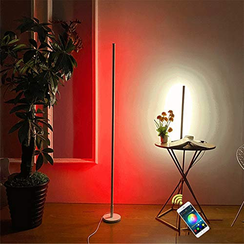 Smart Stehlampe LED 24W Standleuchten, RGB Farbe ändern Deckenfluter WiFi Dimmbar Smart Stehleuchte APP Touch Bedienung, Wohnzimmer Schlafzimmer Leselampe Innen Standleuchte mit Fußschalter,Weiß