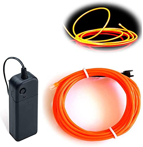 Balabaxer EL-Draht, 3 m, Neonlichter, Rauschunterdrückung, tragbarer Neon-Elektrolumineszenzdraht für Partys, Halloween, DIY-Dekoration (Orange, 3 m)