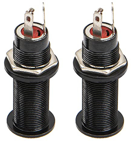 2Pcs Yootones Threaded Cylinder Output Jack Flush Mount Stereo Mono Jack Plug Sockets Compatible with Guitar EQ Pickup (Black)