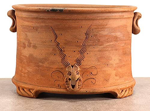 Palatina Werkstatt ovaler Pflanztopf Blumentopf aus Terracotta, handgefertigtes Pflanzgefäß für Balkon Garten Terrasse (L)