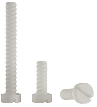 Enkotrade 10 tornillos de cabeza plana M4, 40 mm de longitud, con ranura, tornillos de plástico, DIN 84, tornillos cilíndricos de nailon