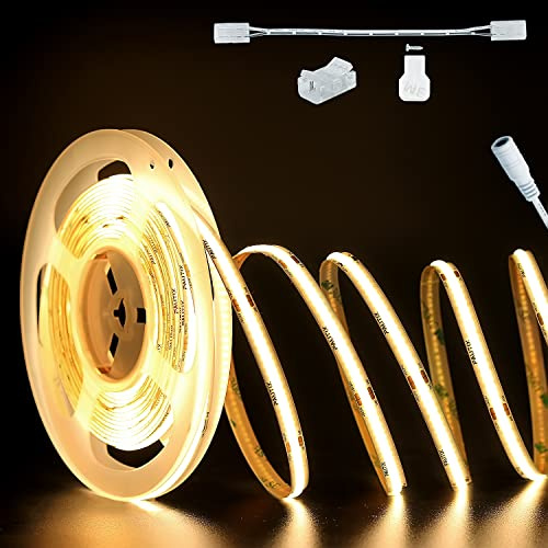 PAUTIX COB LED Strip Light 32.8ft/10m 5040LEDs Warm White 2700K,High Lumen Flexible CRI93+ LED Tape Super Bright DC24V,for Cabinet Home DIY Lighting Projects(Power Supply & Controller Not Included)