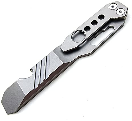 Titanium Pry Bar Outdoor Prybar EDC Wrench Bottle Opener Multi-function tool with Pocket Clip