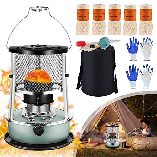 Samnuerly Kerosin-Raumheizer für den Innenbereich, 9000 BTU/H Kerosin-Heizung, 4,5 l, tragbarer Edelstahl-Ölheizungsbrenner für Camping, Garten, Terrasse, Grillherd (grün)