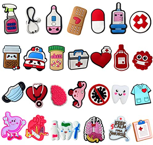 DNGH Schuh Charms Shoe Schuhanstecker Krankenschwester Medizin Schuhanhänger Schuhe Charm Karikatur Arzt Nurse Medizinisches Zubehör Für Schuhe DIY Dekorationen Kinderpartys Geschenk