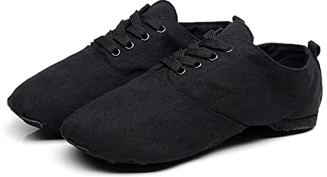 Homieco Ballettschuhe aus Segeltuch, Jazz-Schuhe, Damen, Schnürschuhe, Tanzschuhe, Mädchen, geteilte Sohle, modern, Tanzschuhe, Schwarz , 40 EU