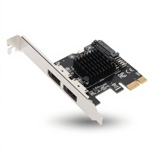 PCIe SATA Erweiterungskarte, PCI Express 1X auf 2 Ports Power Over eSATA, 6G Adapterkarte für Desktop