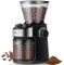 La Moustache - Molinillo de Café Eléctrico 200W con Mecanismo Plano de Acero Inoxidable 190g | 25 Grados de Molido【Bajo Ruido】Contenedor Transparente, Temporizador y Cepillo (GrindMaster Black)
