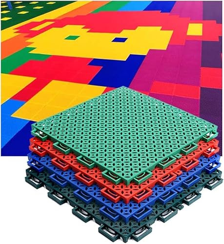 DECAKE Piastrelle per Pavimenti modulari ad Incastro 25cm Piastrelle per Pavimenti modulari ad Incastro per Esterni, Parco Giochi per asili Nido Campo da Basket Stadio Pavimentazione SPOR