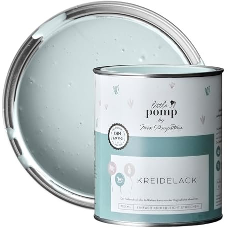 MissPompadour Kreidefarbe für Möbel Blau & Gelassen 750ml - Holzfarbe, Holzlack matt innen - Möbellack, Möbelfarbe ohne Schleifen - Kreidefarbe für Holz, Metall, Kunststoff - LittlePomp