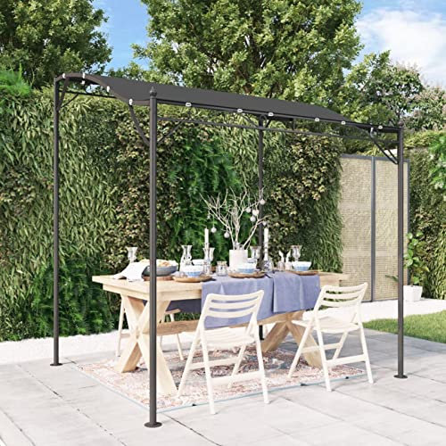 Tidyard Pérgola de Jardín Cenador Gazebo Cenador para Jardín Patio o Terraza con Techo,Toldo para Patio Terraza,Acero y Tela Gris Antracita 2x2,3 m 180 g/m²,Resistente al Agua y UV,Curvo