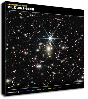 NASA James Webb Teleskop – Sonnenaufgang Bogenkompass (NIRCam Bild) Wandkunst – Gerahmte Leinwand ([96 cm x 96 cm])