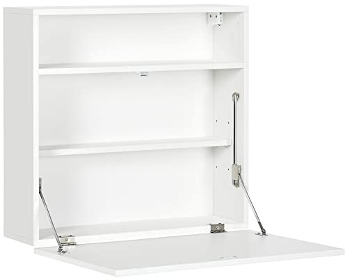HOMCOM Mesa Plegable de Pared Escritorio Flotante 64x20x60 cm Blanco