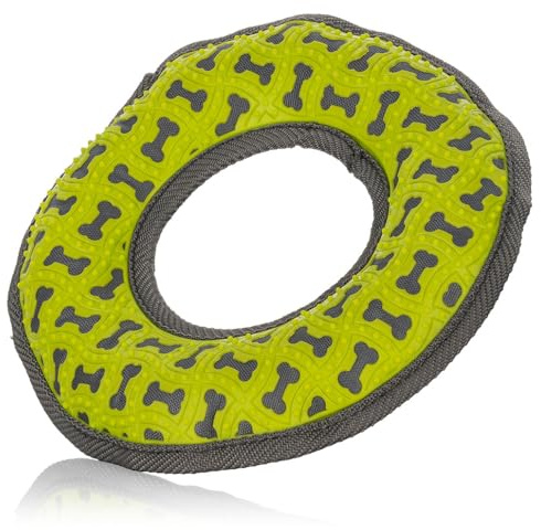 Knuffelwuff Frisbee interaktiv leksak för hundar av gummi och tyg, halkfri, tandvänlig och stärkande, perfekt för spel och träning