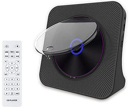 TsoLay Lettore CD Portatile, Lettore di Dischi Musicali Audio retrò per Montaggio a Parete con Telecomando, Supporto CD/CDR/CD-RW/MP3-CD/WMA-CD, Doppio Altoparlante Integrato, per La Casa, Lo Studio
