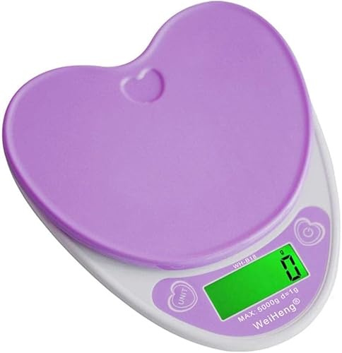 Bilancia for Alimenti da Cucina Bilancia Elettronica Portatile ad Alta precisione Bilancia Elettronica for Alimenti a Cuore Rosa - Viola (3000g/0.1g)