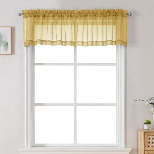 Chyhomenyc Mantovane trasparenti per finestre, confezione da 2, piccole tende per finestre per soggiorno bagno, moderne tende per finestra in voile con doppia tasca per asta, 106 x 35 cm (larghezza x