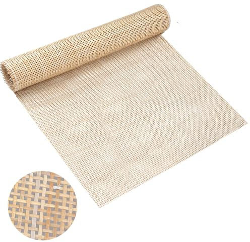 Kleemeiero Sangle en rotin 45 x 152 cm Rouleau de Canne tissée Rouleau de Tissu Naturel Tressage Ouvert tissé Mobilier en tressage viennois Tissu tressé pour chaises et armoires