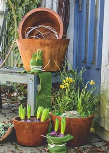 Generisch NEU !! 4er Set Pflanztöpfe ø 25-43 cm aus Metall in Edelrost Rost Garten Pflanzgefäß Blumentopf Landhaus Shabby chic Vintage Pflanzgefäß Industriell