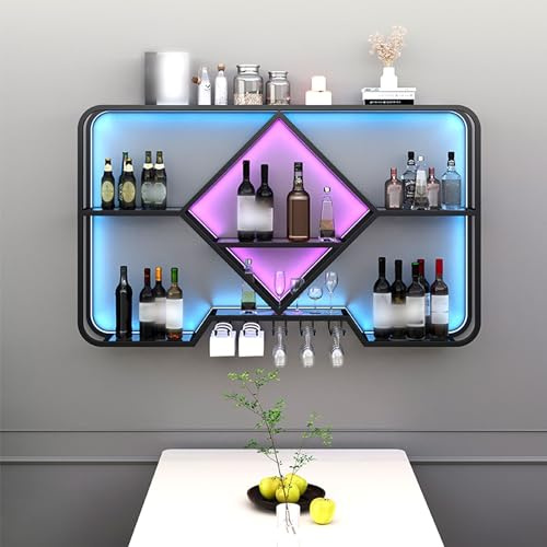 Bouteille Muraux Métalique Étagère À Vin Étagères Polyvalentes En Métal Casier À Vin Mural Moderne En Métal Porte Bouteilles Muraux Industriels Pour Bar Boissons Modernes Et Élégants ( Color : Black ,