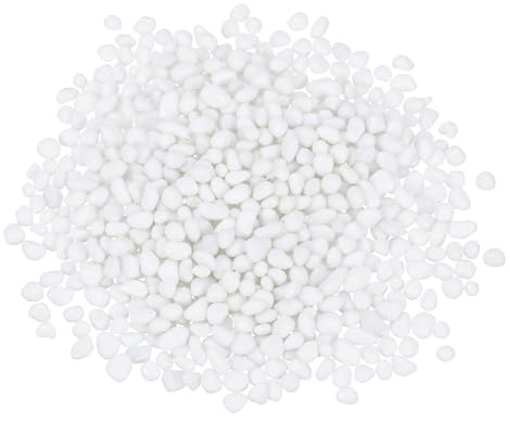 QUARKZMAN Bolas de Vidrio Redondas para Fuego Canicas de Vidrio guijarros de Vidrio Rellenos de Jarrones Gemas para Acuario de Peces 3-6mm 300g/0.67 Lbs Blanco