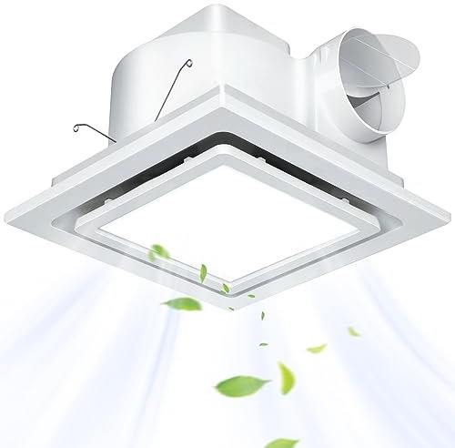 Gopper Bathroom Exhaust Fan, 10in Panel Bathroom Fan, 110CFM 1.0Sones Low Noise Bath room Ventilation Fan for Home/Bath/Office/Hotel (NO LIGHT) (12 Classic 5500K)