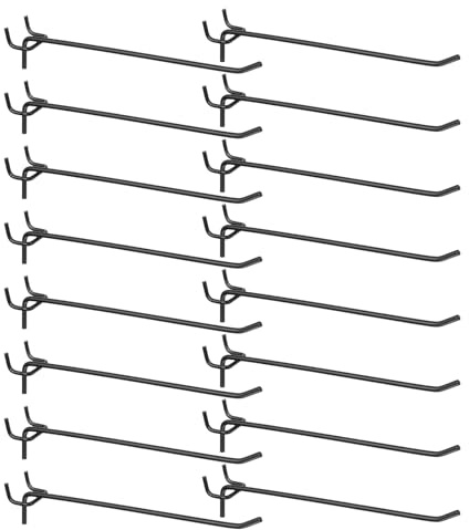 sourcing map 50pcs Pegboard Shelving Hooks 8 Stainless Steel Peg Board Display Hook Hanging Holders Wall Mount Organize Tools for Workbench Garage Kitchen Store, Black