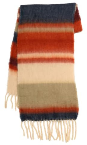 CAZSTYK Damen Herren Schal, gestrickter gestreifter Schal, langer Winterschal gestreifter Schal, warmer Strickschal, Streetwear, Orange-rote Streifen, As detailed discription