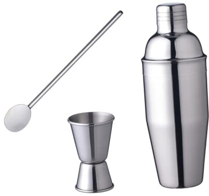 PRETYZOOM 3 Piezas Coctelera De Acero Inoxidable Coctelera Set Incluyendo Medidor Cuchara Mezcladora Para Barman y Preparar Bebidas Casa