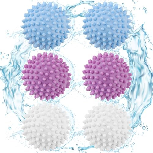 Trocknerbälle 6 PCS Trocknerbälle für Wäschetrockner Wiederverwendbare Trockner Ball Dryer Balls Wäsche Wäschetrockner Trocknen Ball Tennisbälle Trockner Waschball für Waschmaschine für Daunenjacken