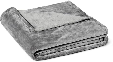 Amazon Basics Coperta in Pile Morbida e Confortevole per Divano, 127 x 152 cm, Grigio
