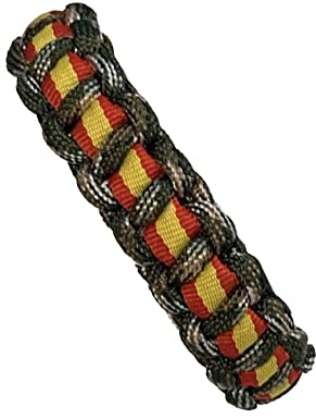 MIBANDERA Pulsera Bandera España Hombre y Mujer - Cuerda Trenzada Con Cierre de Cuero y Tela (Camuflaje 18 cm)