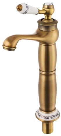 Hoch Badewannenarmatur aus Messing, Retro Waschbecken Bad, Badarmatur Einhebel, Sanften Wasserfluss, Waschtischarmatur, Warm und Kaltwasser Armatur, Gold