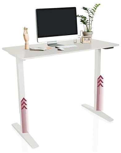 hjh OFFICE Schreibtisch höhenverstellbar, elektrisch 120x60 cm Stand Basic Stabiler Sitz-Steh-Schreibtisch, ergonomisch, Weiß
