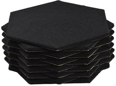 AMENGJ Filz Memoboards Set sechseckig 12 Stück Akustikplatten, sechseckige Schallschutzpolsterung, Selbstklebende schallabsorbierende Baumwolle for Aufnahmestudios, Büros und Zuhause(Black)