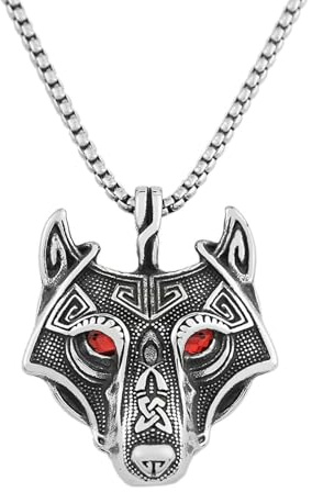 Sumpgle Edelstahl Wikinger Wolf Kopf Anhänger Halskette Keltisches Auge Amulett Schmuck für Männer