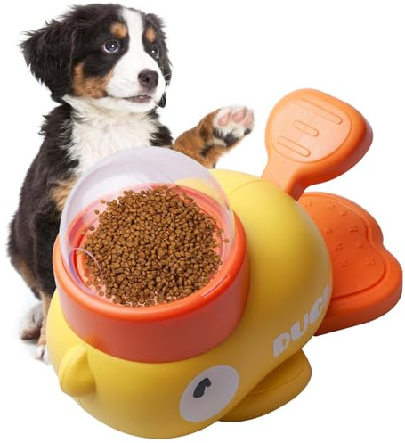 VEGOATY Juguete para perros con forma de pato, inteligencia, juguete interactivo para perros, 2 en 1, alimentador lento, juguete de inteligencia, para perros, gatos, alimentador lento, dispensador de