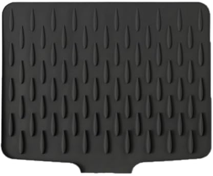 Abtropfmatte mit integrierter Ablauflippe, Silikon-Küchenablauf-Pad, rutschfest und hitzebeständig, mit geneigter Wasserumleitung (schwarz)