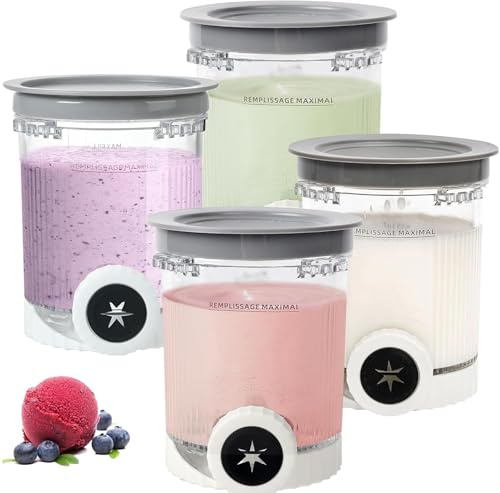 Recipiente para Helados Ninja Creami,4 Piezas Tubs Accesorios para Las Máquinas de Helado de Las Series Creami NC700, NC701, NC701Q Y CN701CO, Sin Bpa, Apto para Lavavajillas