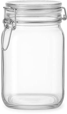 Tarro de Cristal Hermético 1.5L con Tapa y Cierre Metálico Bote de Vidrio para Almacenamiento de Alimentos Sin BPA Apto para Lavavajillas Multiusos para Cocina