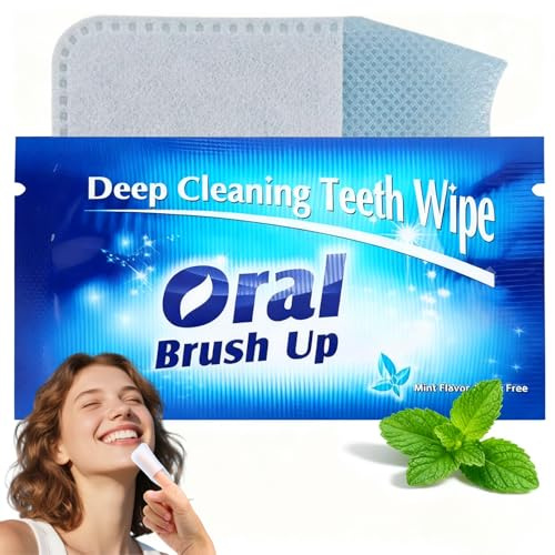 Disposable Wipe Oral Finger Brush Up,Fast Stain Removal Teeth Cleaning Tools,Portable Disposable Toothbrush & Teeth Whitening Strips,Soft & Gentle Non Sensitive TeethWipe for AllTeeth Types (50PCS)