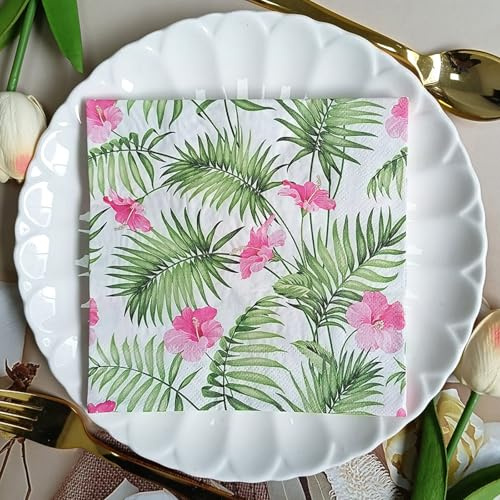 Serviettes en Papier Fleurs Violettes Serviettes en papier jetables,douceur et moelleux,idéales pour Fêtes,Traiteur,Anniversaires,Intérieur ou Extérieur tous les jours5 Paquet(33x33cm)