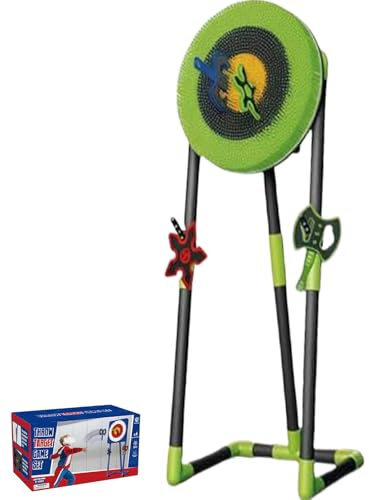 ZhlCrioxenic Cible de Lancer de Hache,Jeu de Lancer de Hache dans Le Jardin avec FléChettes et Hache à Main pour S'Amuser en Plein Air Greenround-A