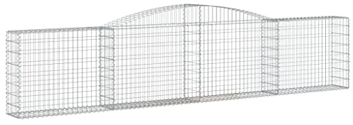 Nqyjm Garden Mesh Fence Gabion Basket Arched 400 x 30 x 80/100 cm Galvanised Iron Gabion Wall Stone Cages for Outdoor Patio Lawn Decorative Model 2
