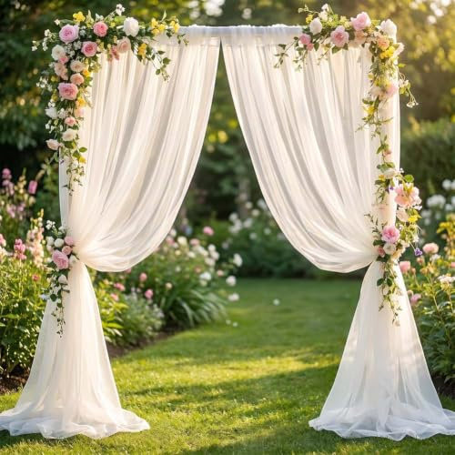 Weiß Organza Stoff, 6m x 1.6m Tüllstoff zum Nähen, Soft Tüll Stoffe, Netzstoff Dekostoff zum Zum Nähen Für Hochzeit, Party, Torbogen, Bühnendekoration, Vorhang, Tüllrock und DIY Deko