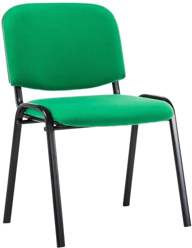 CLP Stapelbarer Besucherstuhl Ken Stoff I Komfortable Polsterung Mit Metallgestell Und Rückenlehne I Stabil, Für Wartezimmer Und Konferenz-Raum | Farbe grün